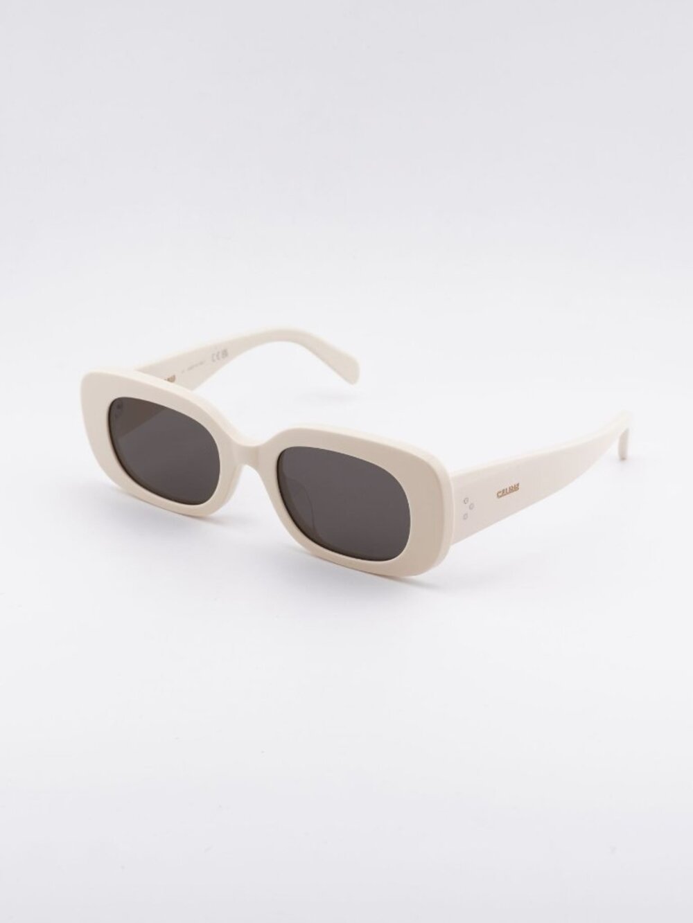 Celine CL40287U 25A Sunglasses Ivory Rectangle Frame, Grey Lenses